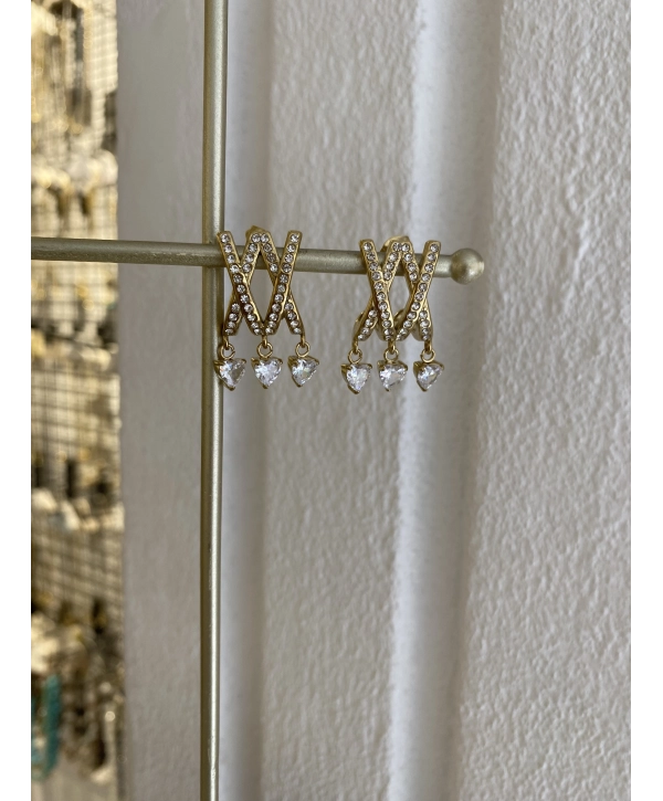 Çelik Zirkon Taş Çarpı Model Küpe