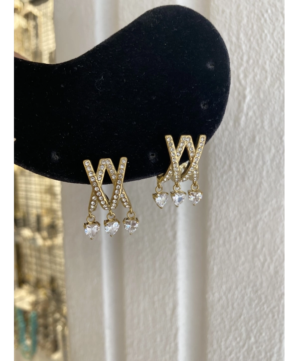 Çelik Zirkon Taş Çarpı Model Küpe