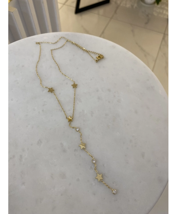 Çelik Yıldız Detay Y Kolye