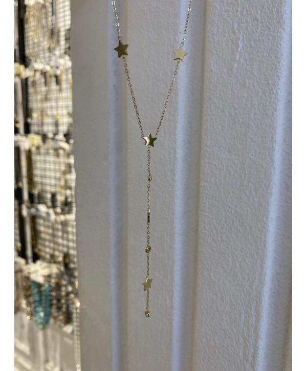 Çelik Yıldız Detay Y Kolye