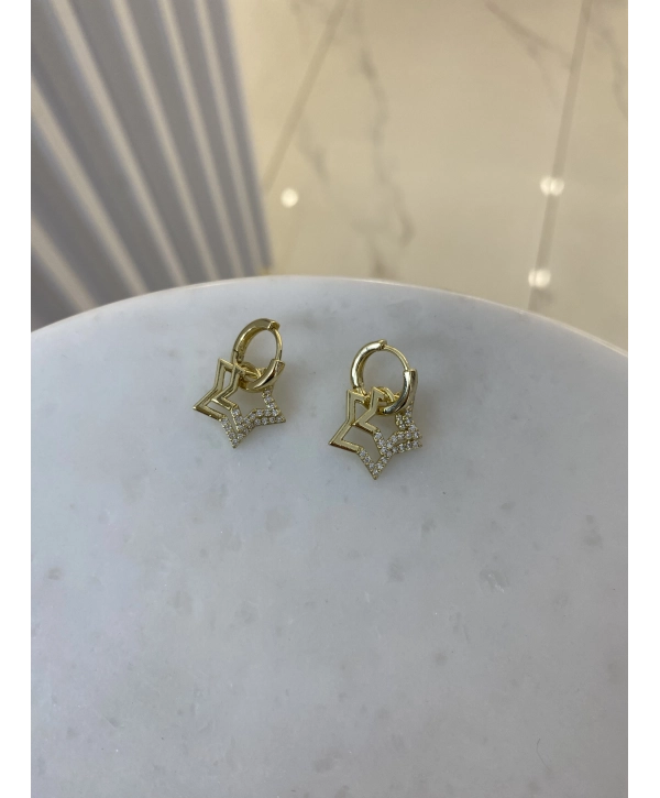 VIP Seri Sallantılı Zirkon Taş Detay Yıldız Küpe