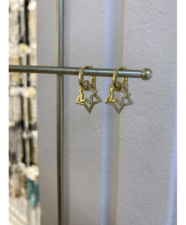 VIP Seri Sallantılı Zirkon Taş Detay Yıldız Küpe