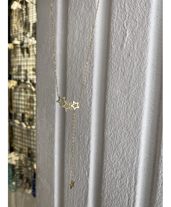 Çelik Yıldız Detay Y Kolye