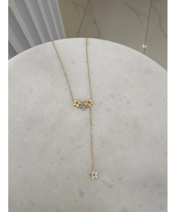 Çelik Yıldız Detay Y Kolye