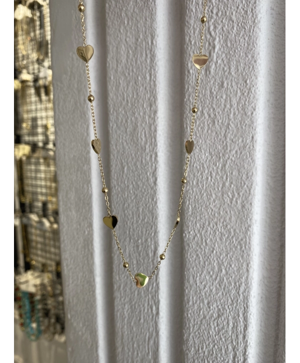 Çelik Minimal Sıralı Kalp Plaka Kolye