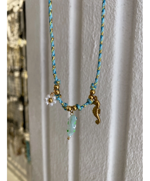 Çelik Yeşil İp Üzeri Balık Detay Halhal