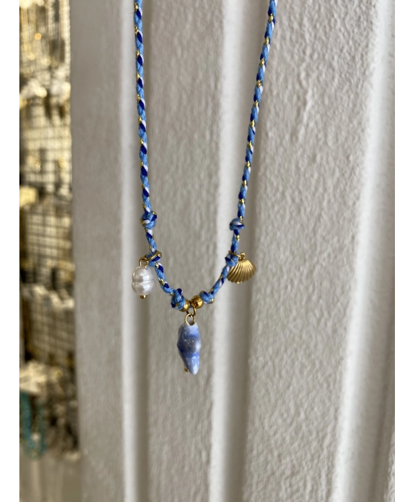 Çelik Mavi İp Üzeri Yıldız Detay Halhal