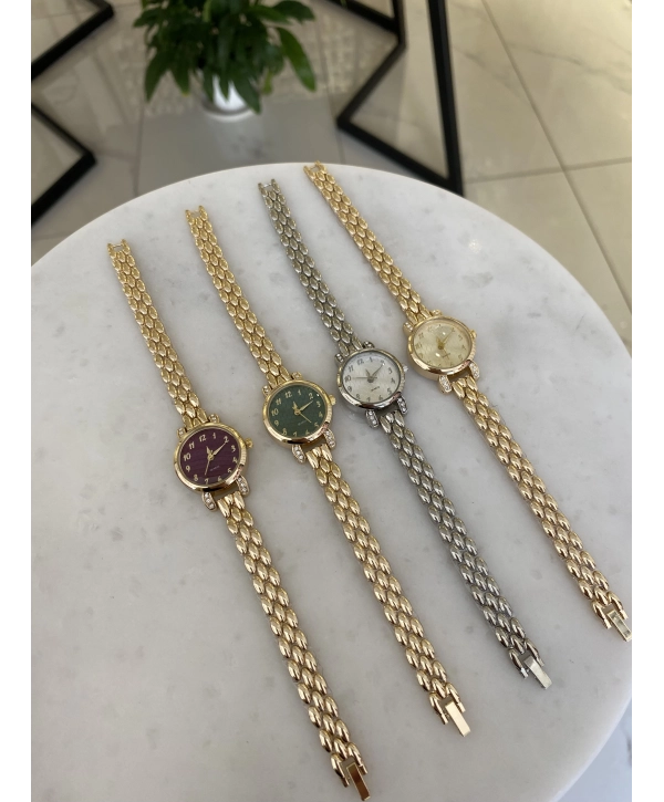 Yuvarlak Kasa Zirkon Taş Detay Saat