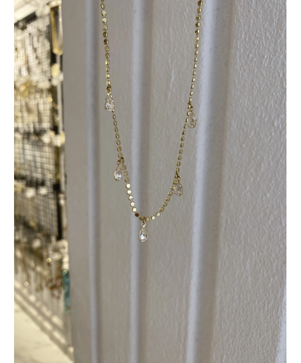 Çelik Pul Zincir Üzeri Sıralı Damla Kolye