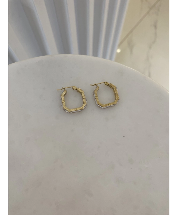 Çelik Zirkon Taş Kare Su Yolu Küpe