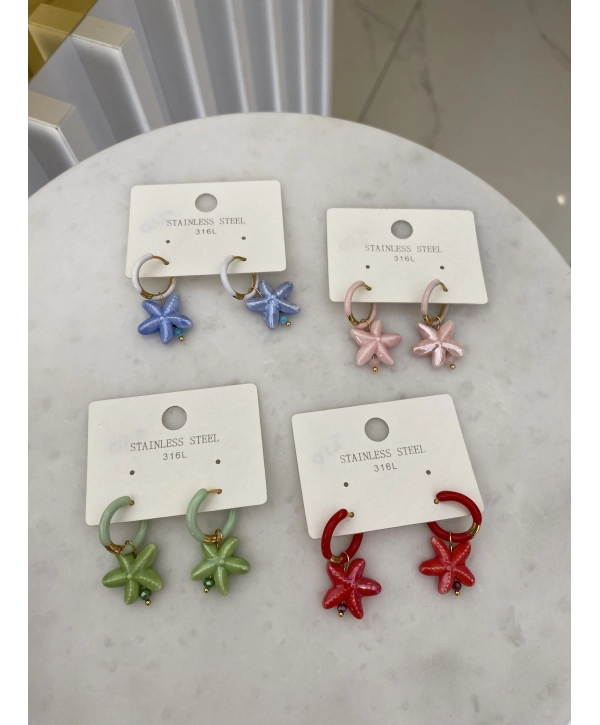 Çelik Renkli Yıldız Figür Küpe