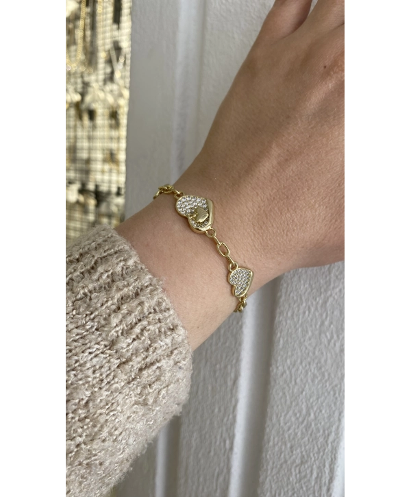 VIP Sallantılı Mini Kalp Detay Zirkon Taş Kalp Bileklik