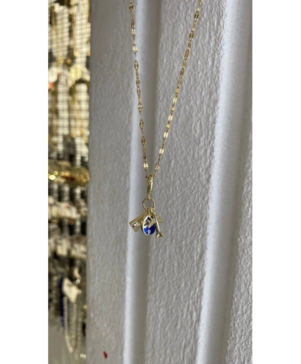 Çelik Uçak ve Yassı Dünya Charm Kolye