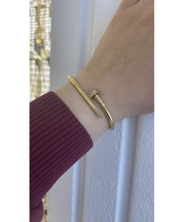 Çelik Zirkon Taş Detay Çivi Kelepçe