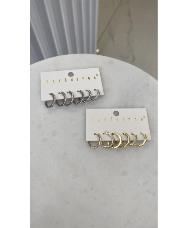 VIP Çoklu Zirkon Taş Detay Altıgen Küpe