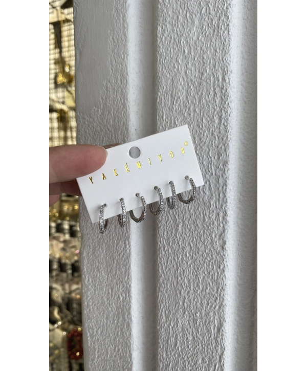 VIP Çoklu Zirkon Taş Detay Altıgen Küpe