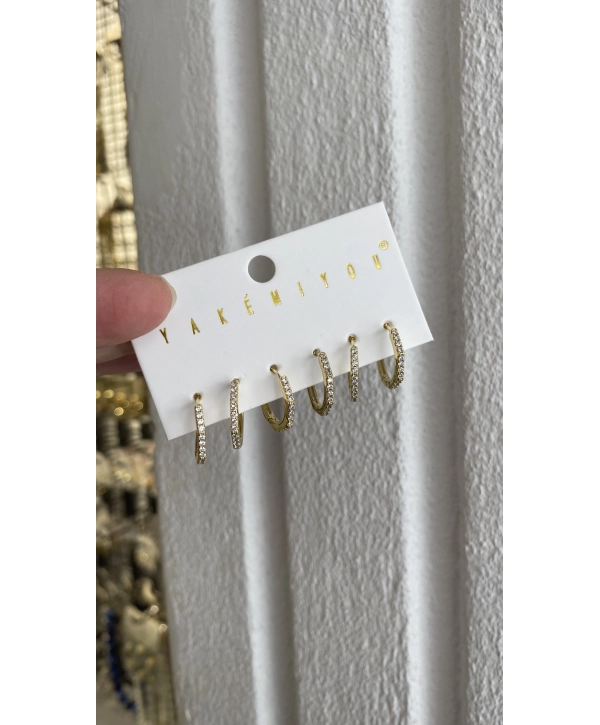 VIP Çoklu Zirkon Taş Detay Altıgen Küpe