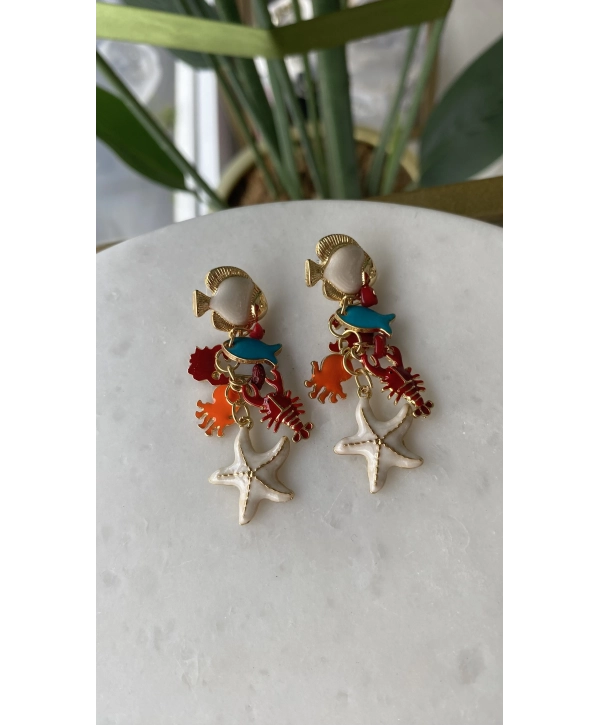 Özel Seri Deniz Temalı Charm Balık Küpe