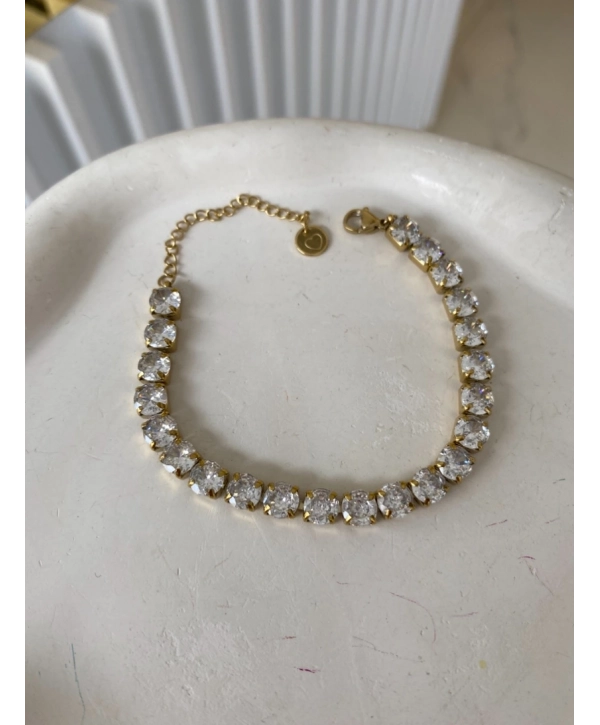 Çelik 5 MM Zirkon Taş Su Yolu Bileklik