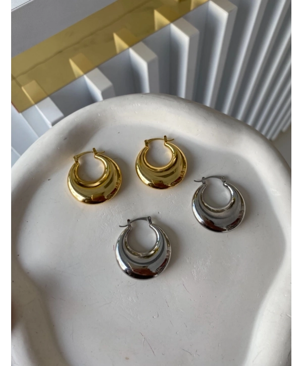 Çelik Bombeli Halka Küpe