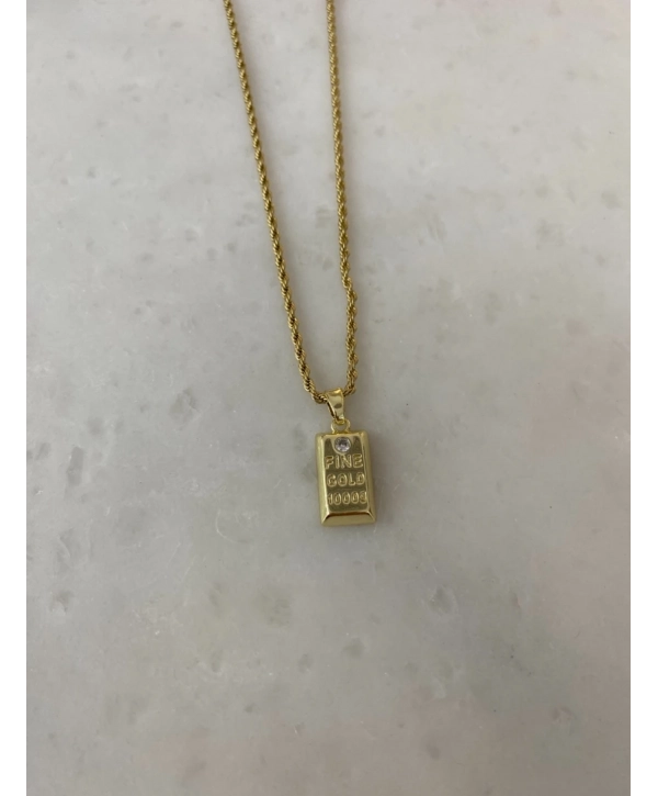 Çelik Burgu Zincir Üzeri Külçe Model 60 Cm Kolye