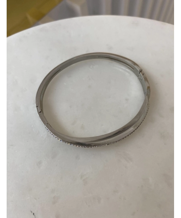 Çelik Çapraz Zirkon Taş Detay Kelepçe