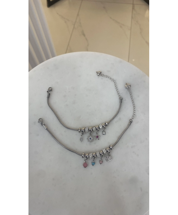Çelik Charm Detay Pandora Bileklik