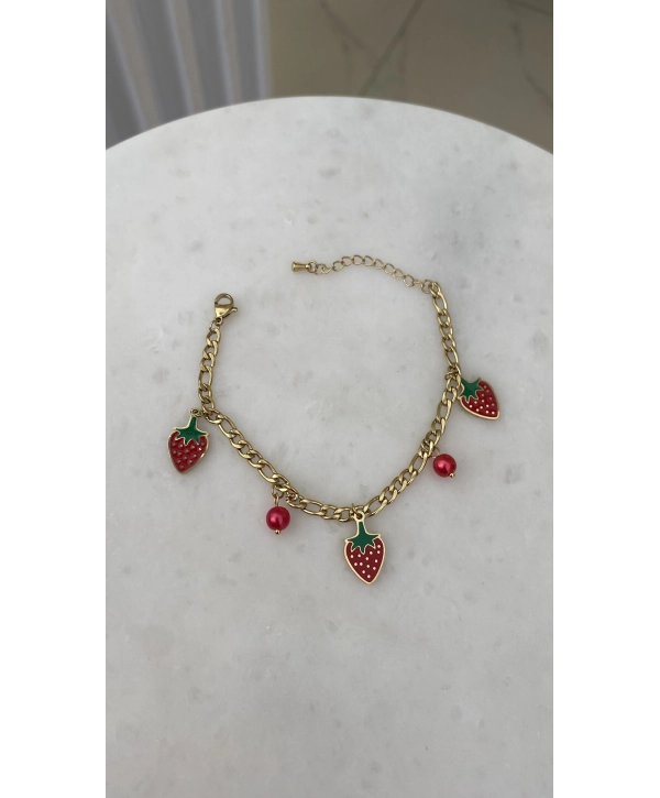 Çelik Çilek Charm Bileklik