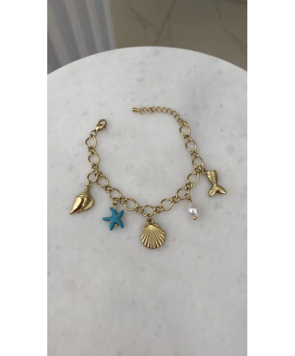 Çelik Deniz Kabuğu Charm Bileklik