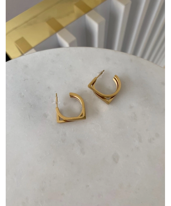 Çelik Geometrik Şekil Küpe