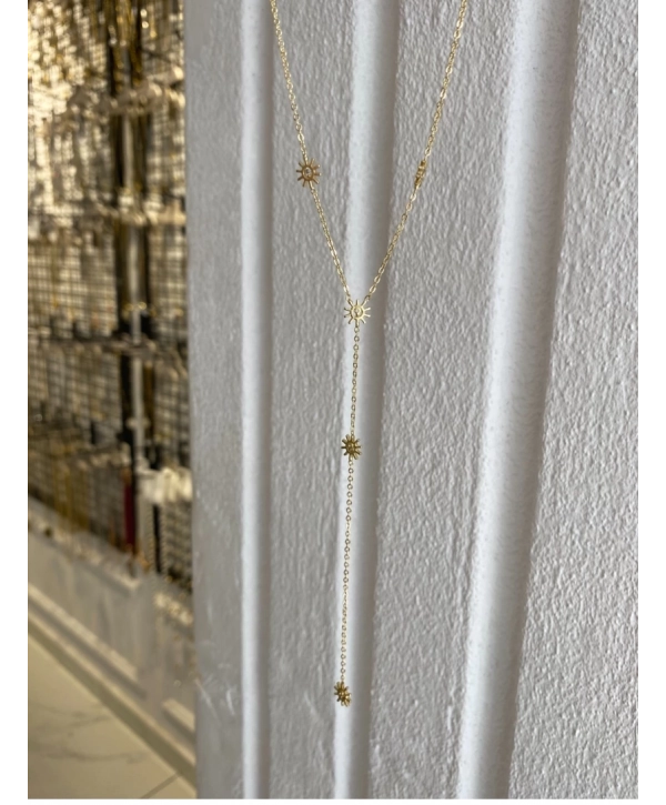 Çelik Güneş Figür Y Kolye