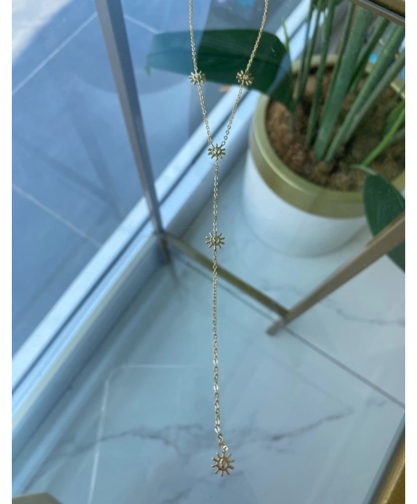 Çelik Güneş Figür Y Kolye