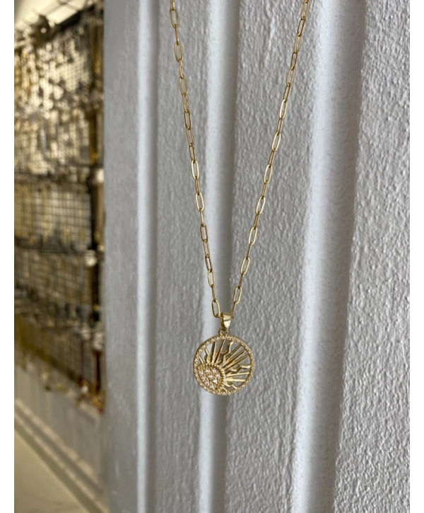 Çelik Güneş Kolye