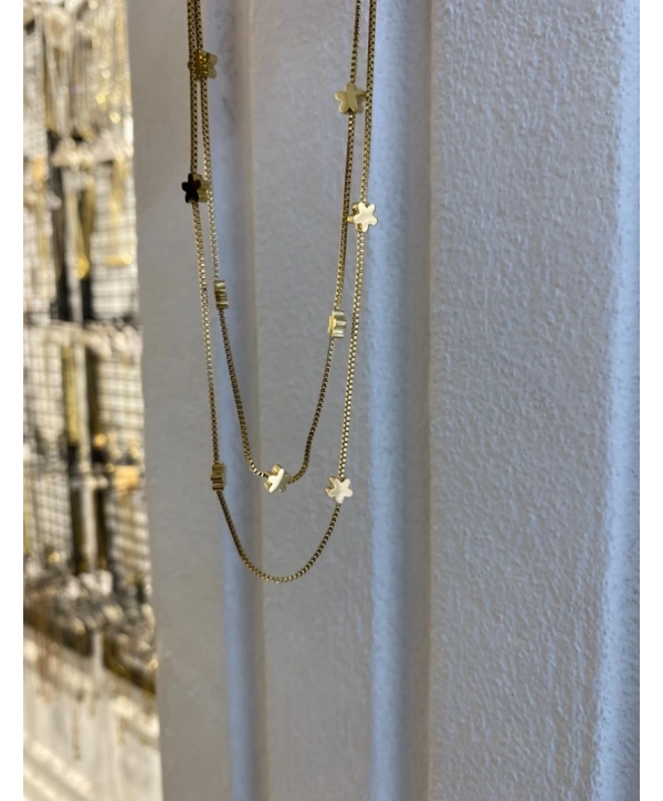 Çelik İkili Çiçek Model Kolye