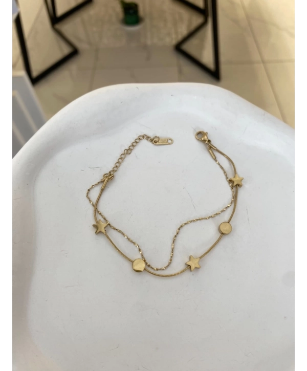 Çelik İkili Sıralı Zincir ve Daire Bileklik