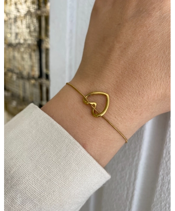 Çelik İnce İçi Boş Kalp Bileklik