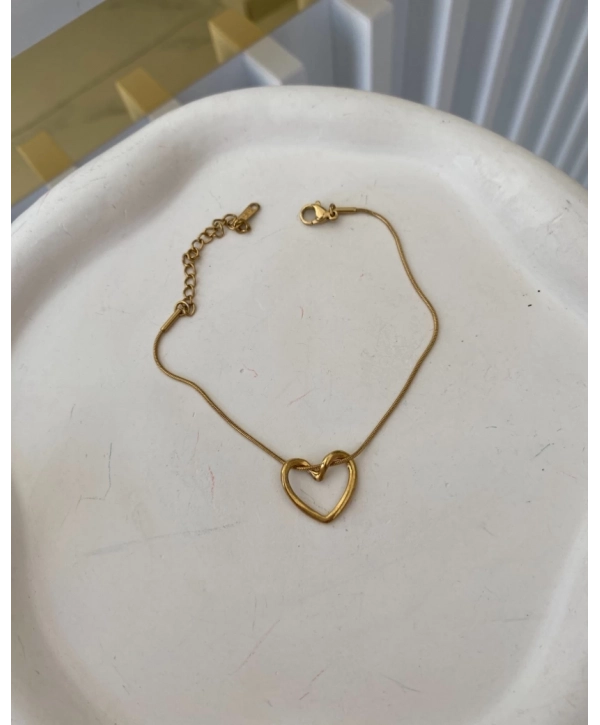 Çelik İnce İçi Boş Kalp Bileklik