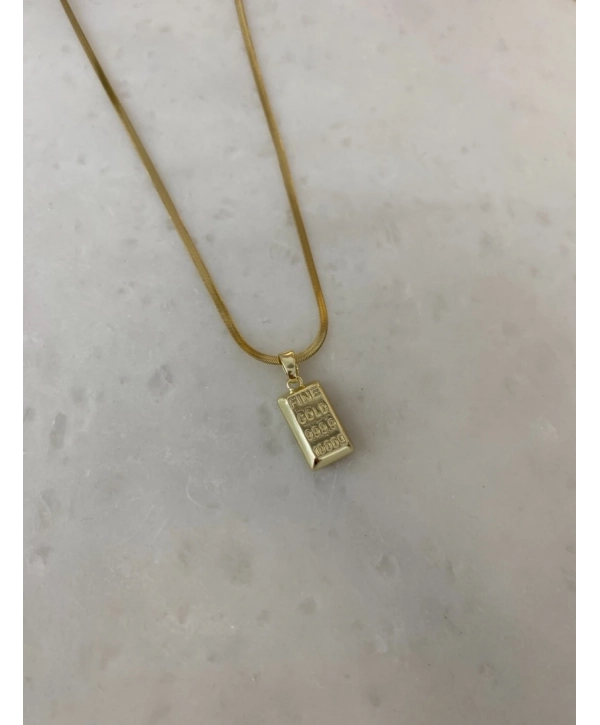 Çelik İnce İtalyan Zincir Üzeri Külçe Model 60 Cm Kolye