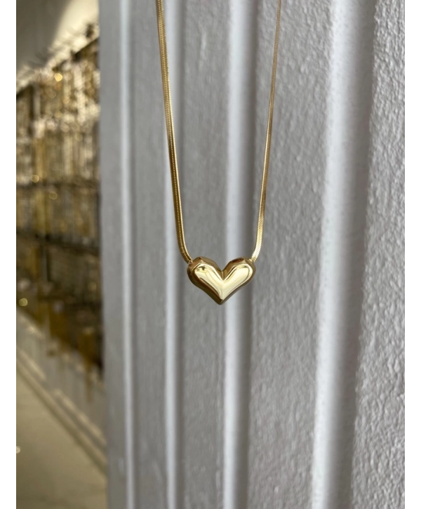 Çelik İnce Yassı Zincir Üzeri Plaka Kalp Kolye