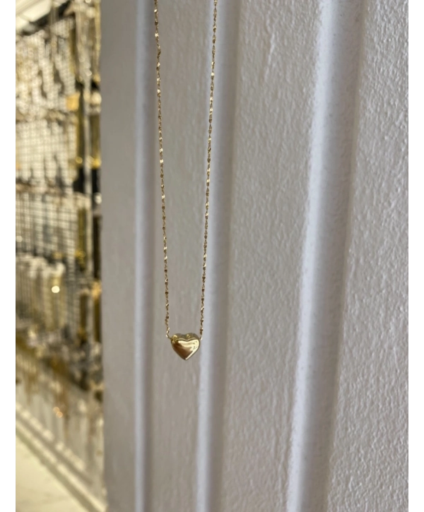 Çelik İnce Zincir Üzeri Minimal Kalp Kolye