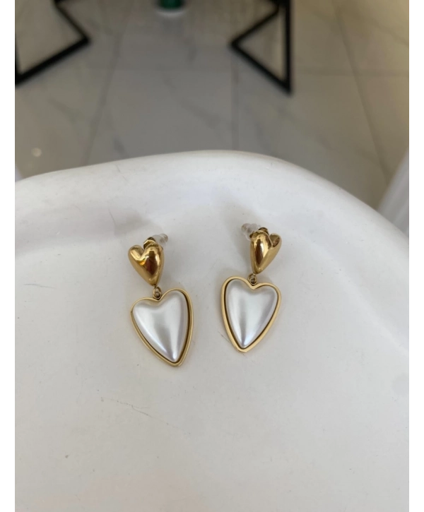 Çelik İnci Detay Kalp Küpe