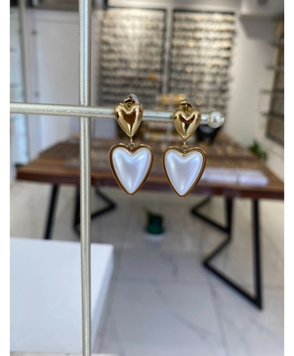 Çelik İnci Detay Kalp Küpe