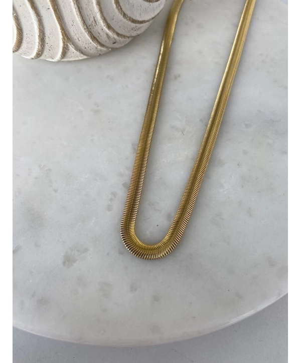 Çelik Kalın Yassı İtalyan Zincir Kolye