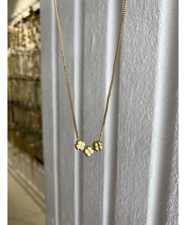 Çelik Minimal Sıralı Üçlü Yonca Kolye