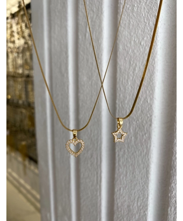 Çelik Minimal Zirkon Taş Kolye