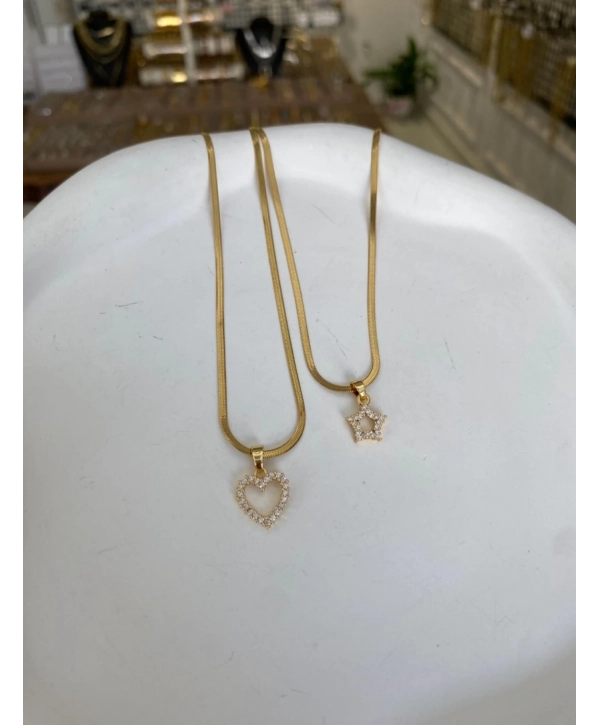 Çelik Minimal Zirkon Taş Kolye