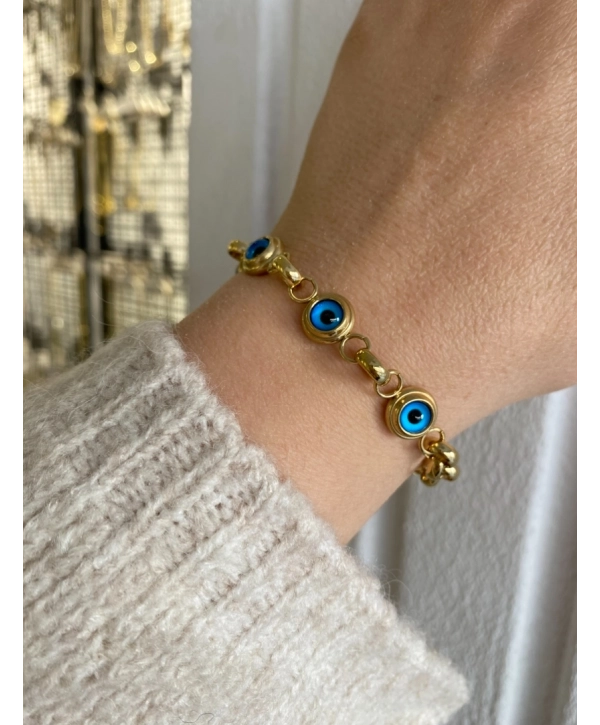 Çelik Nazar Boncuk Detay Bileklik