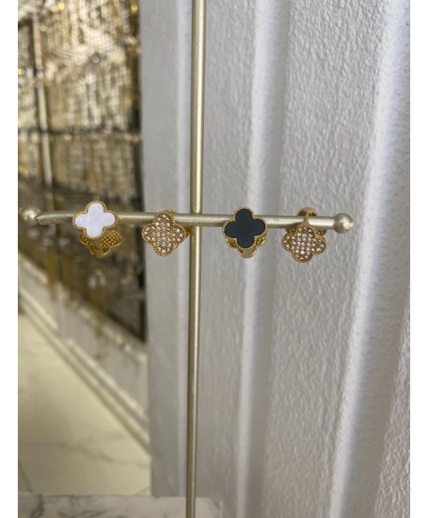 Çelik Ön ve Arka Yüzü Farklı Yonca Küpe