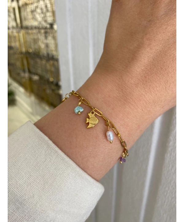 Çelik Sallantılı Ataç Zincir Üzeri Balık Figür Bileklik