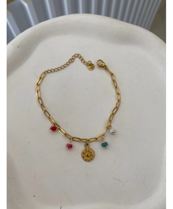 Çelik Sallantılı Ataç Zincir Üzeri Çiçek Figür Bileklik